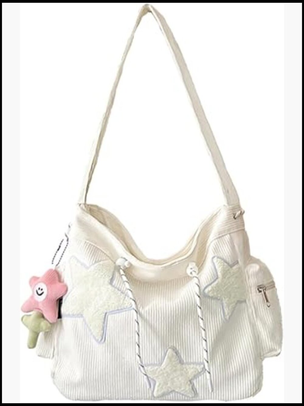 Corduroy Tote Bag Hobo Crossbody Aesthetic Y2K Shoulder Bag Preppy Book Bag